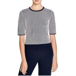 NWT Theory navy & cream striped knit blouse Med